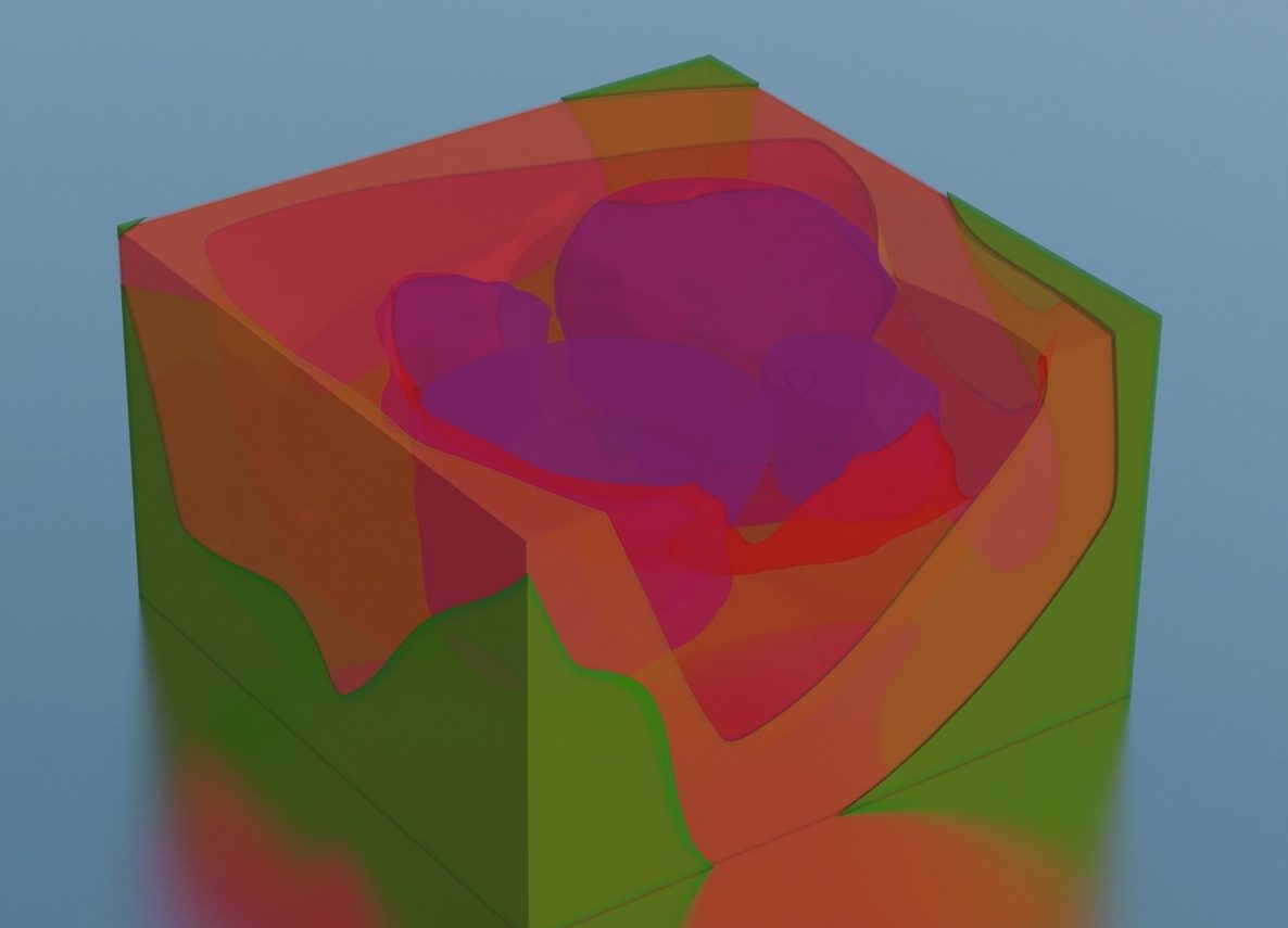 3D-modell av undergrunnen med fargede soner